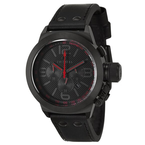 TW Steel Men's Canteen Red Black Stainless Steel Chronograph Watch - Picture 1 of 7